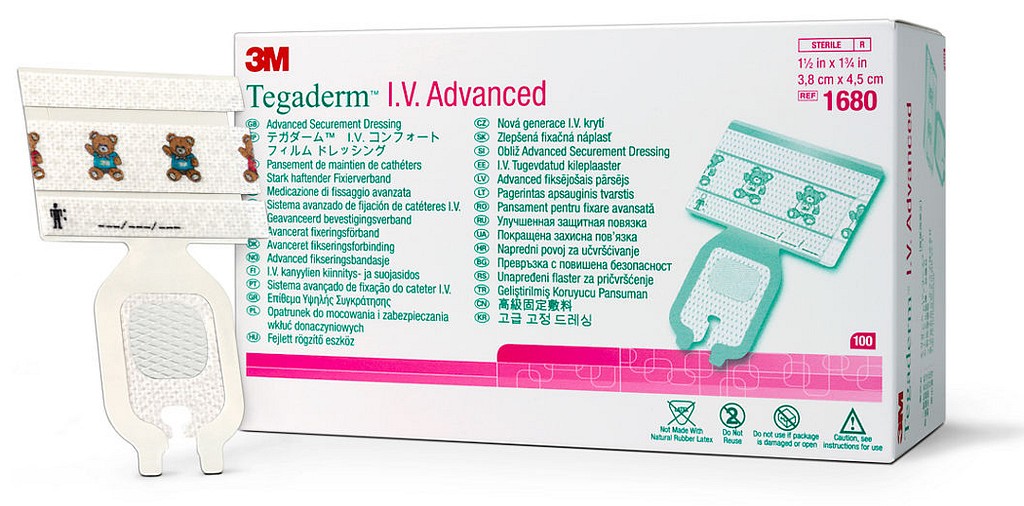 3M Tegaderm I.V. Advanced -suojasidos 1680, 3,8 cm x 4,5 cm