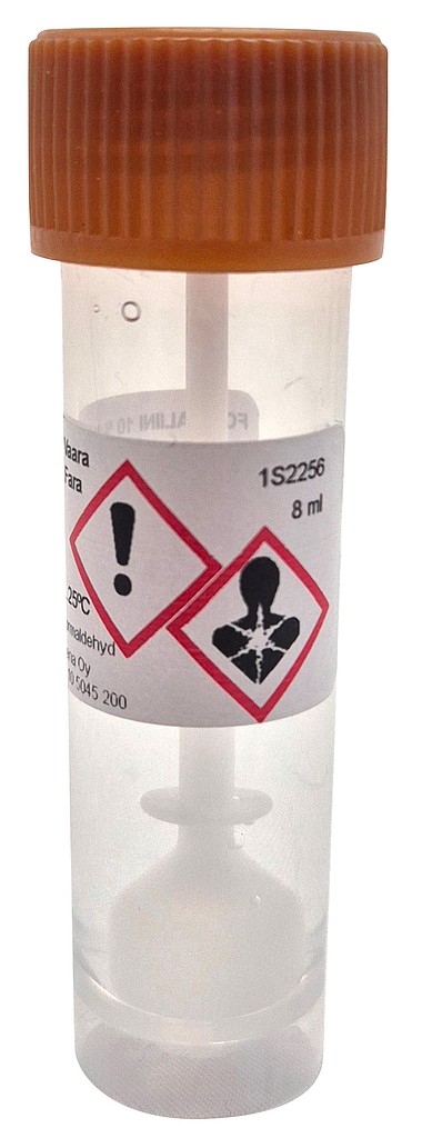 Formaliini 10 % puskuroitu pH 7,2 8 ml x 94 kpl, lusikkanäytepurkki 17 ml