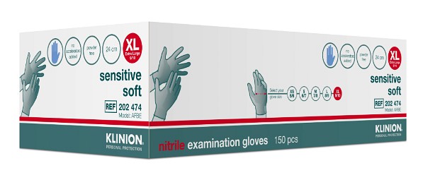 Klinion Sensitive Soft tutkimuskäsine nitriili sky blue XL