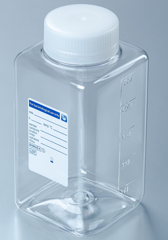 Vesinäytepullo 500 ml steriili PET-muovia