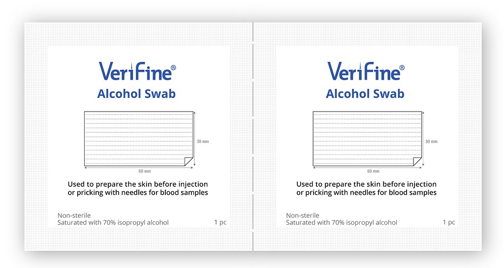 VeriFine alcohol swabs 60 x 30 mm yks.pakattu