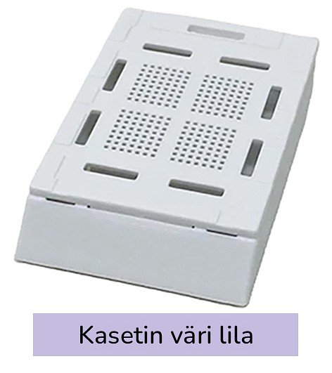 Laservalmis biopsiakasetti pinottu lila