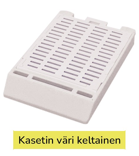 Laservalmis rutiinikasetti pinottu kannella kelt