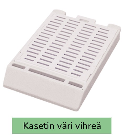 Laservalmis rutiinikasetti pinottu kannella vihreä
