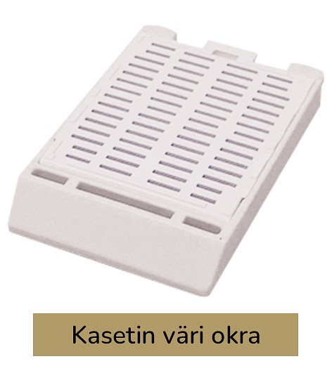 Laservalmis rutiinikasetti pinottu kannella okra