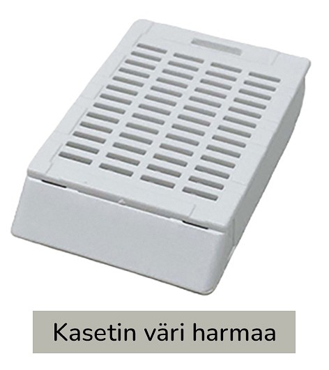 Laservalmis kudoskasetti pinottu harmaa