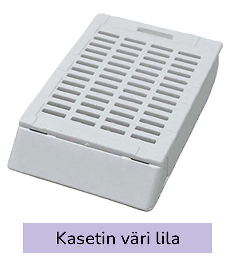 Laservalmis kudoskasetti pinottu lila