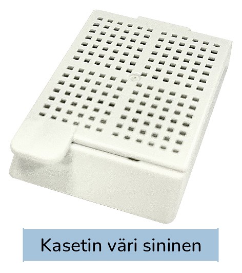 Laservalmis biopsiakasetti pinottu sininen