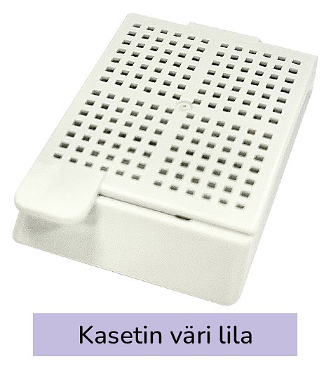 Laservalmis biopsiakasetti pinottu lila