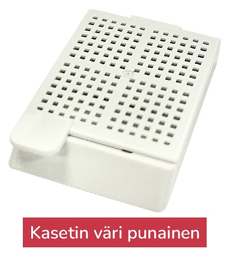 Laservalmis biopsiakasetti pinottu punainen