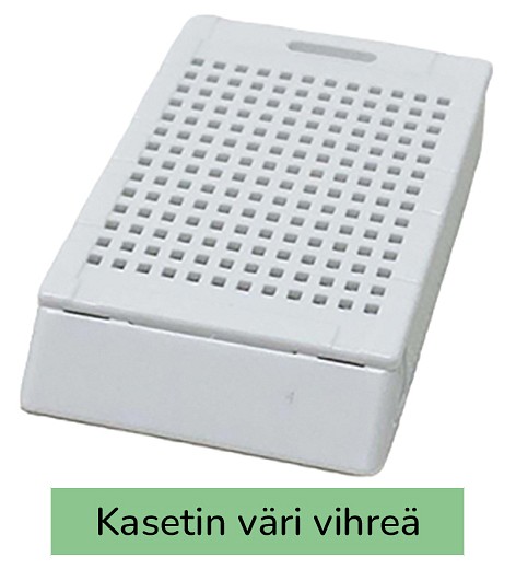 Laservalmis biopsiakasetti pinottu vihreä