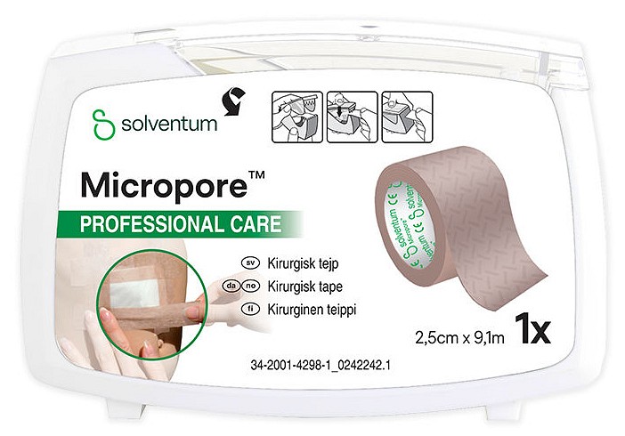 Solventum Micropore Kuituteippi katkokela 25 mm x 9,14 m