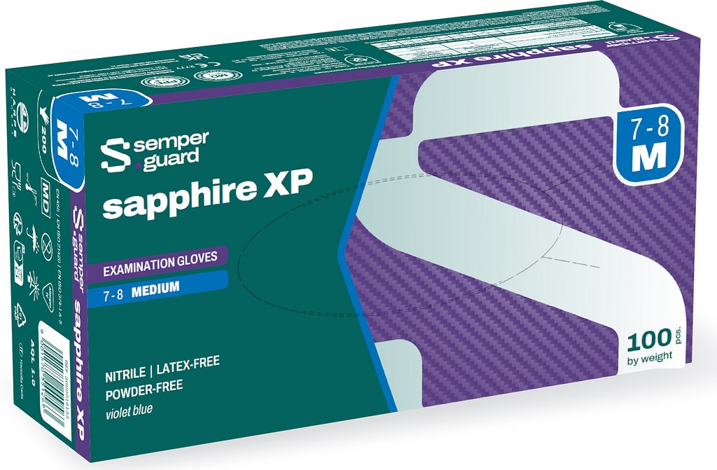 Semperguard Sapphire XP nitriilikäsine M/7.5 puuteriton