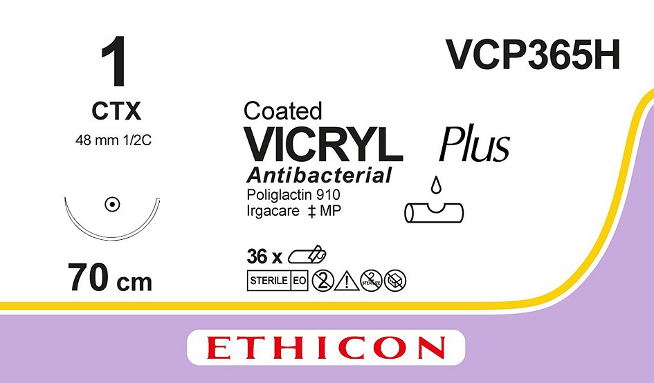 Vicryl Plus 1 CTX 70 cm violetti VCP3665H