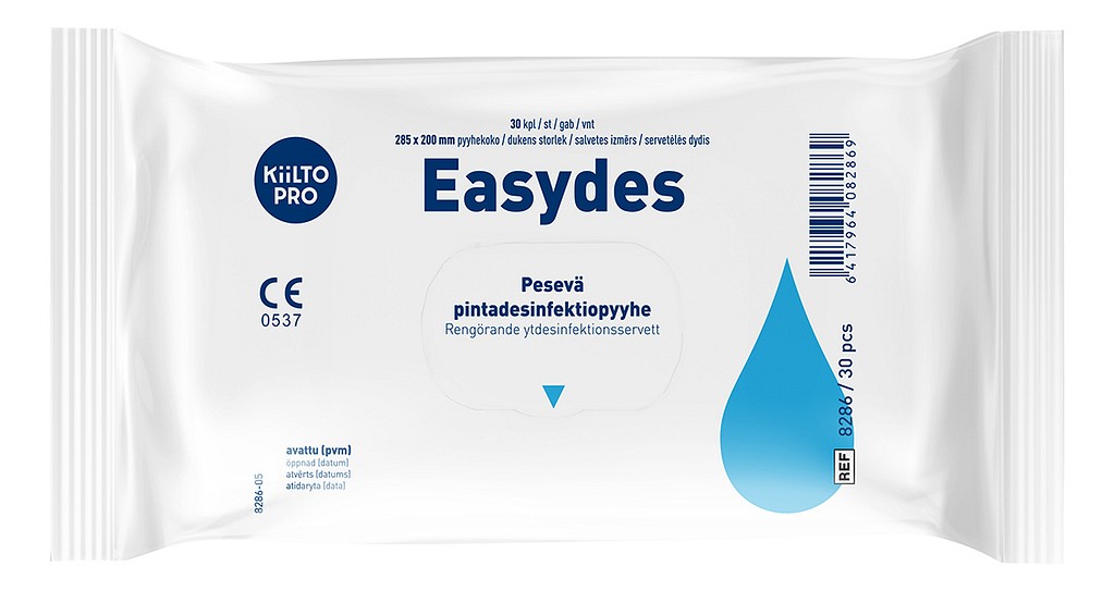 Kiilto Pro Easydes pesevä pintadesinfektiopyyhe 28,5 x 20 cm