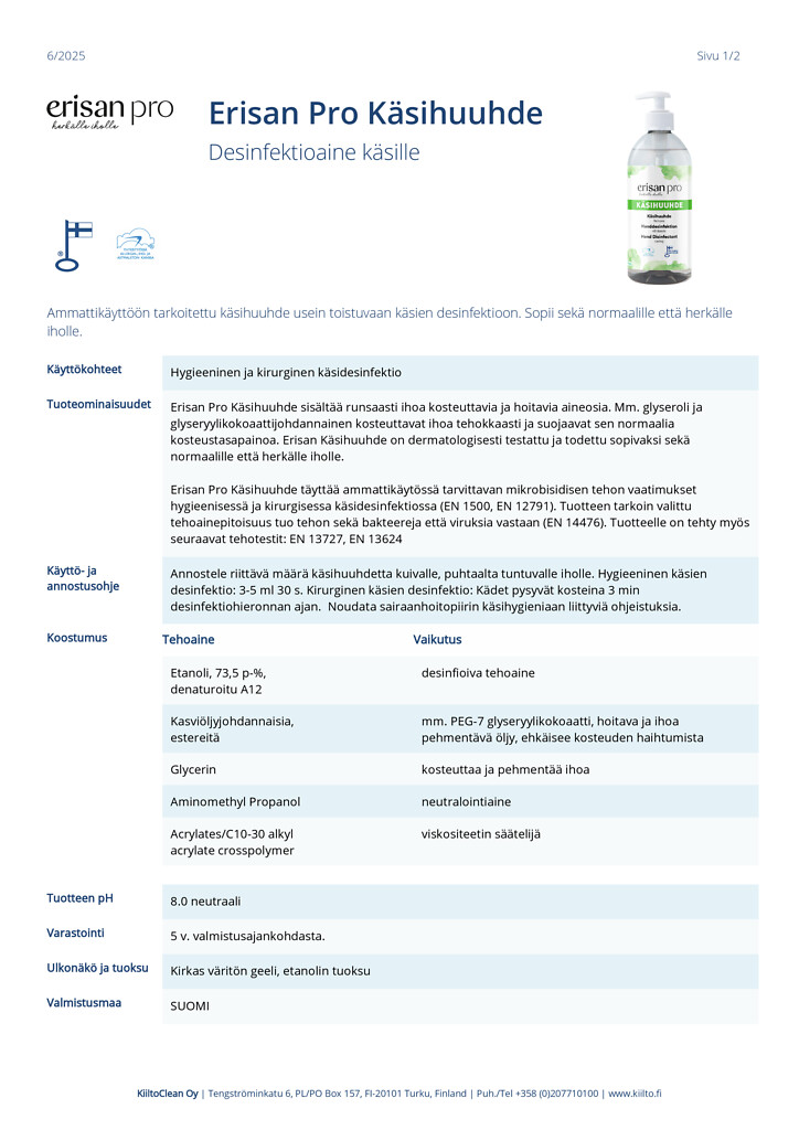 Erisan Pro Käsihuuhde käsidesinfektioaine 100 ml