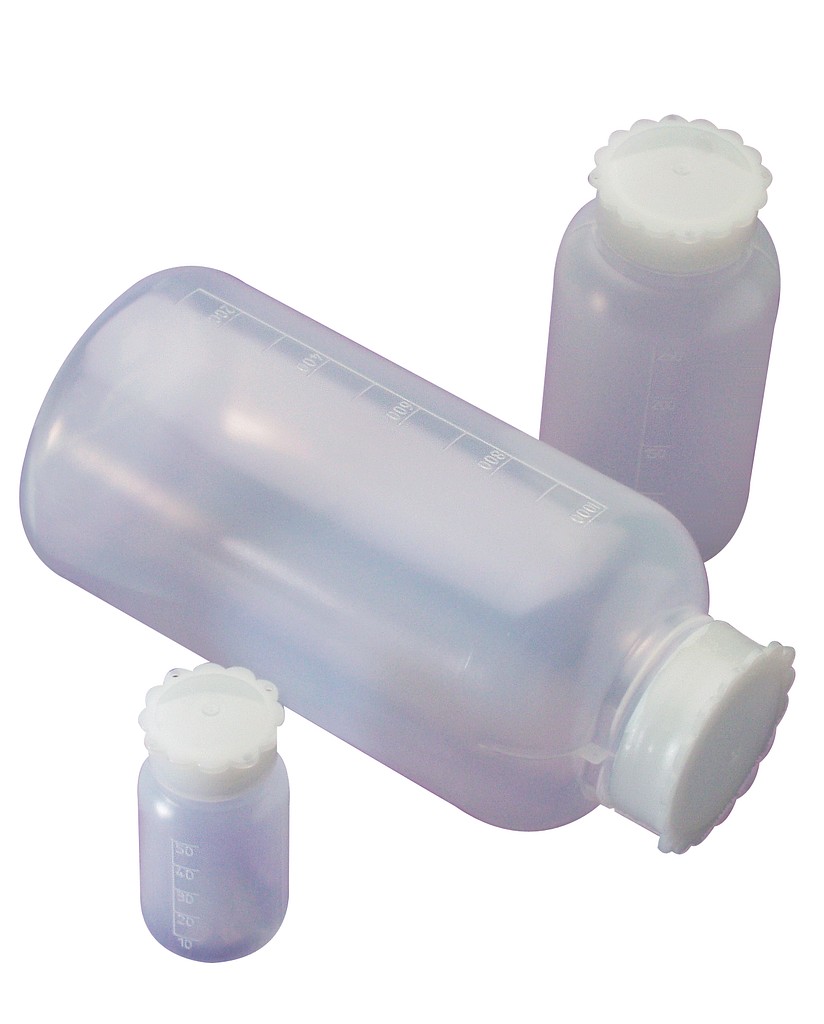 Säilöpullo 250 ml LDPE leveä 61x130mm, suun Ø 34mm
