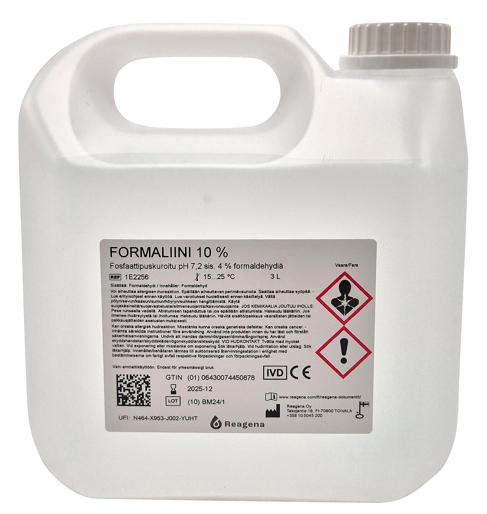 Formaliini 10 % puskuroitu pH 7,2 3 L