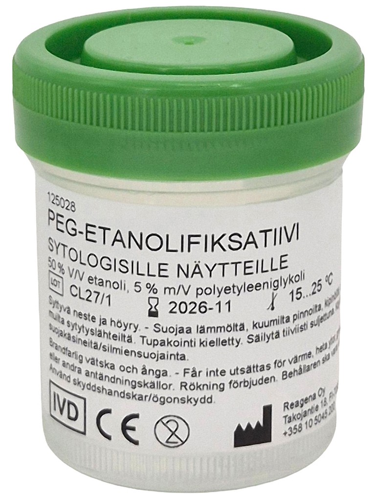 PEG-etanolifiksatiivi 25 ml x 120 kpl, näytepurkki 60 ml