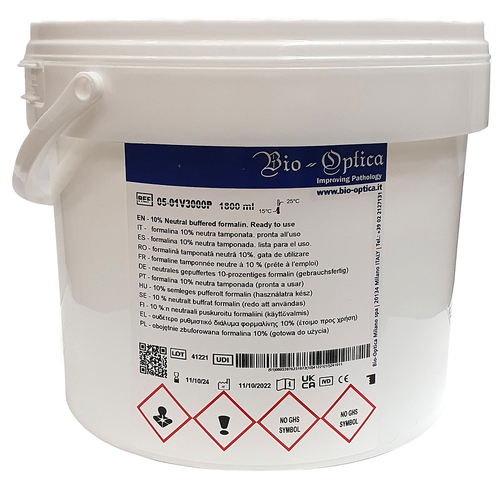 Formaliini 10 % pH 7,2 4 x 1800 ml, näyteastia 3000 ml