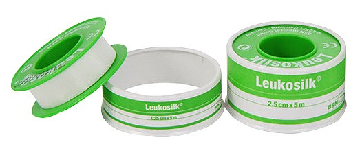 Leukosilk silkkiteippi 1,25 cm x 5 m kelalla
