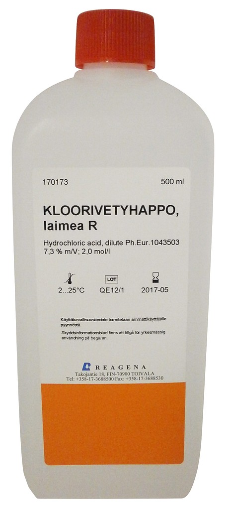 Kloorivetyhappo laimea R 2,0 mol/l 500 ml