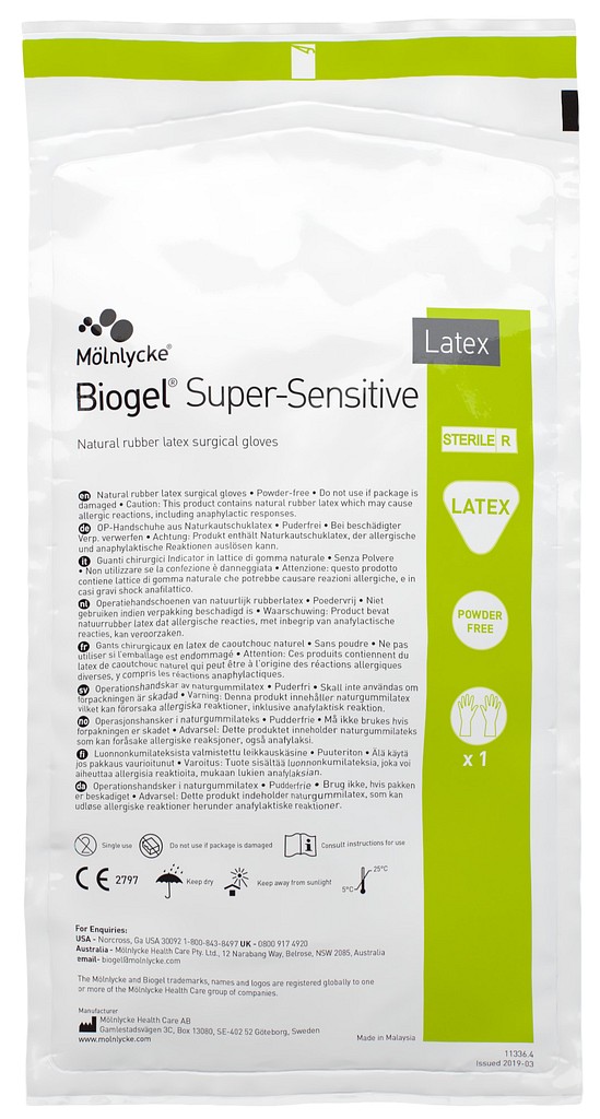 Biogel Super Sensitive leikkauskäsine lateksi 8,0