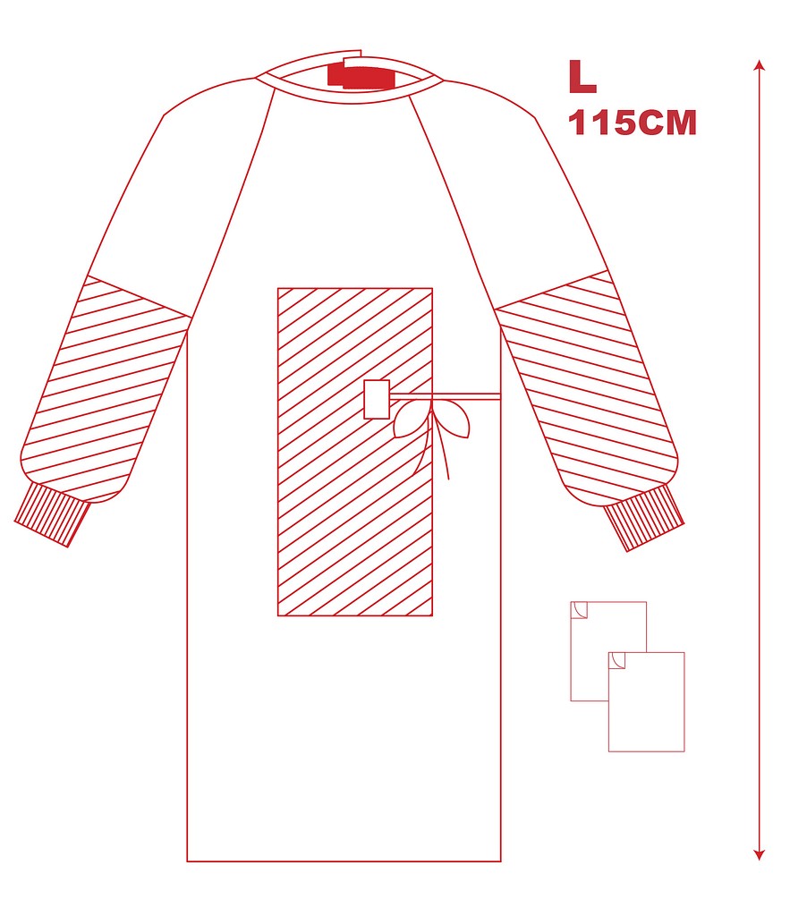 Leikkaustakki vahvistettu Large 120 cm 365 Healthcare