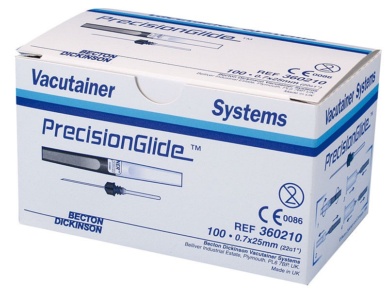 Kanyl precision glide 0,7x25mm svart ster 22g backventil