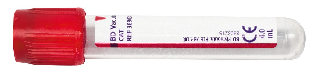 Vakuumrör BD Vacutainer CAT, 5/4 ml, röd, pappersetikett