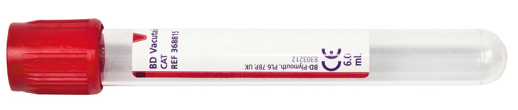 Vakuumrör BD Vacutainer CAT, 7/6 ml, röd, pappersetikett