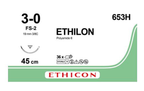 Ethicon Ethilon, Sutur, sort, 45 cm, FS-2 nål, steril, 3-0
