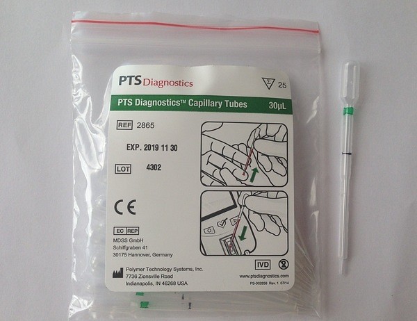 CardioChek analyzer, 30 ul pipette i plast/glas