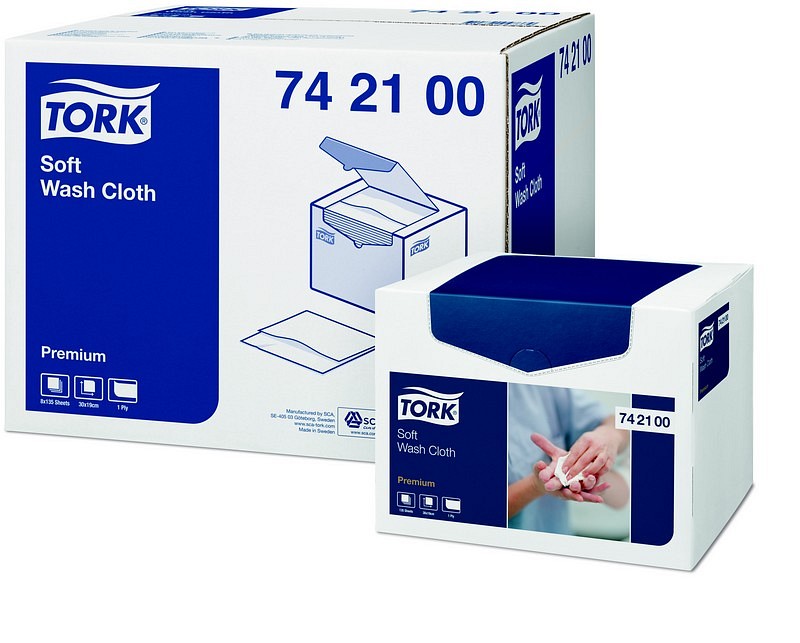 Tvättlapp airlaid Tork 1-l 19x30cm 135st/box dispenser premium