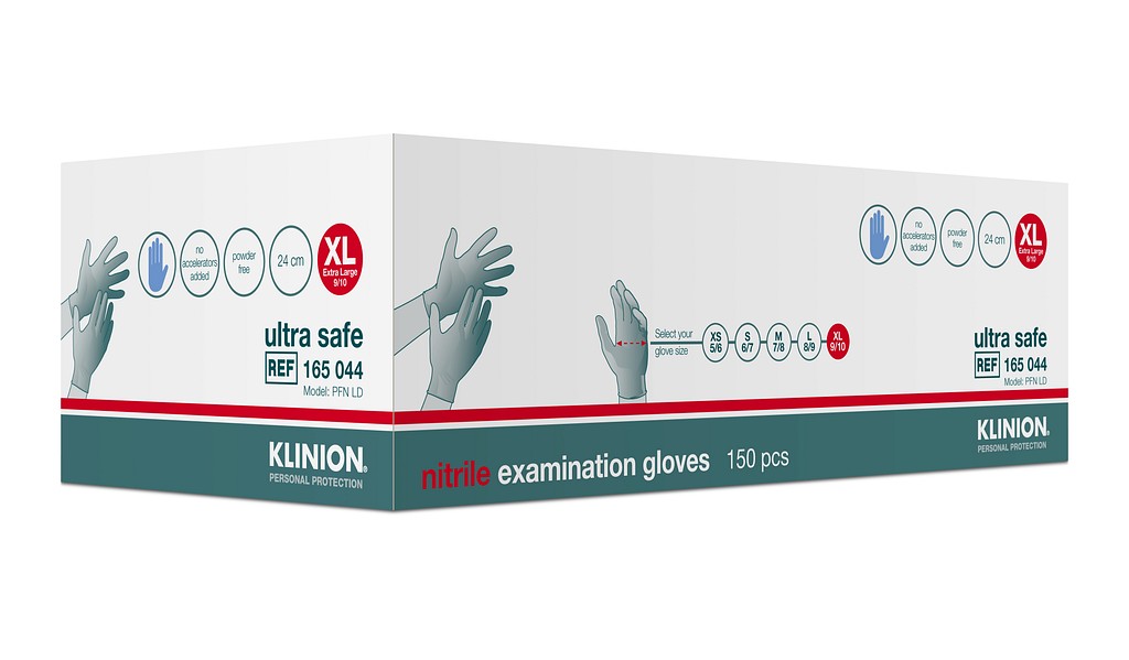 Handske undersök Klinion Ultra Safe XL nitril puderfri blå