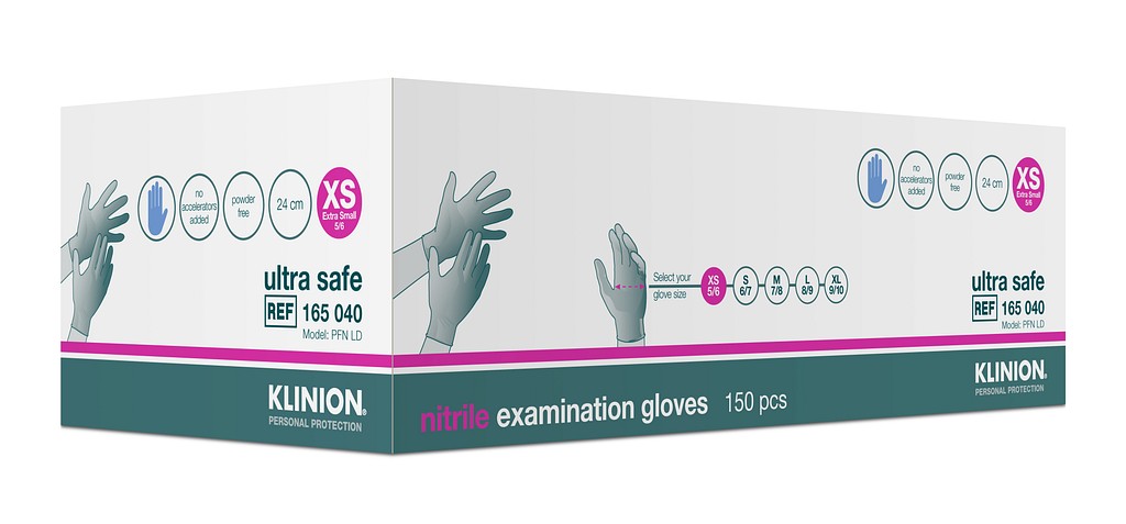 Handske undersök Klinion Ultra Safe XS nitril puderfri blå