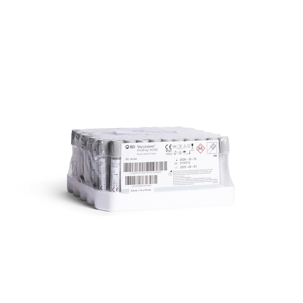 Vakuumrör BD Vacutainer Na-Fl Na-Hep, 5/5 ml, grå, pappersetikett, glas