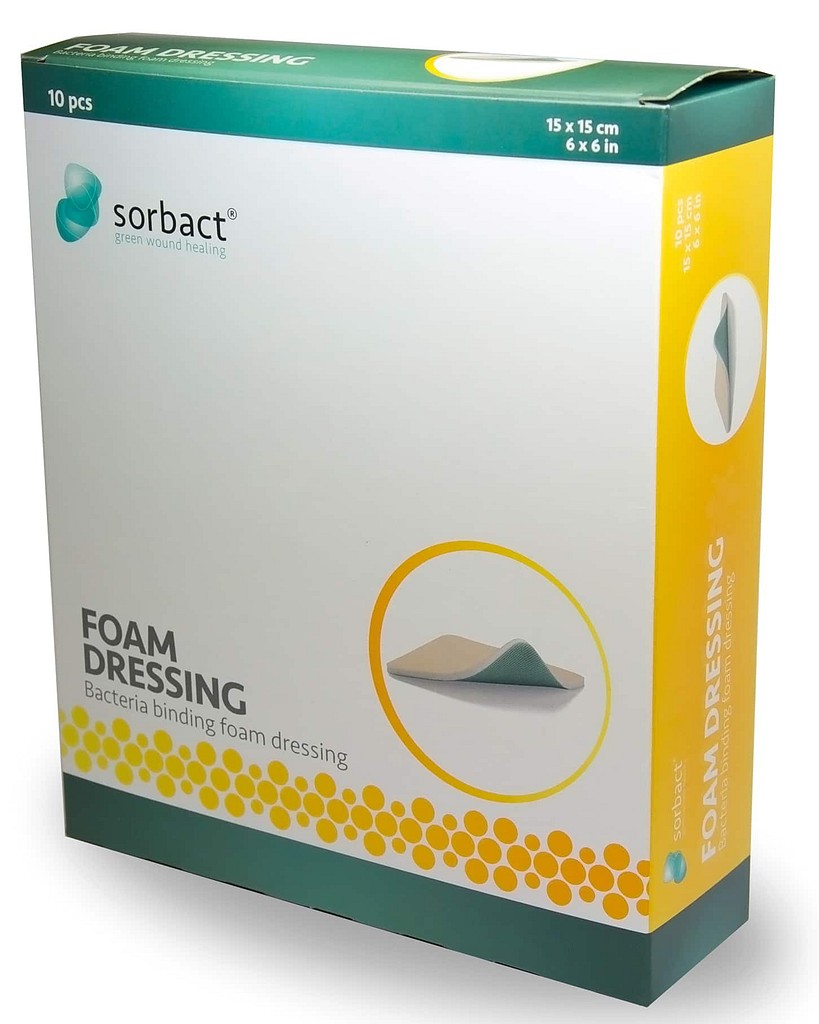 Sorbact foam 10x10cm steril icke vidhäftande