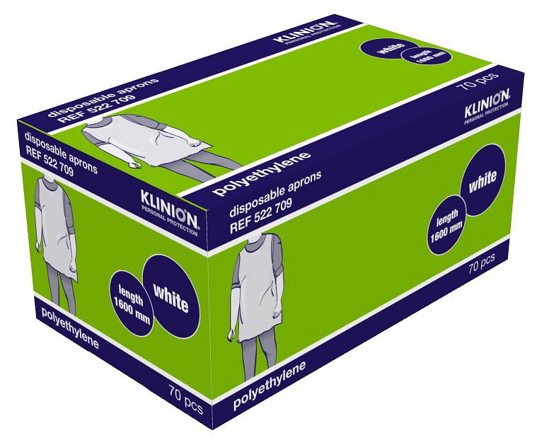 Förkläde Klinion vit 1400X800mm vikta i box utan ärm