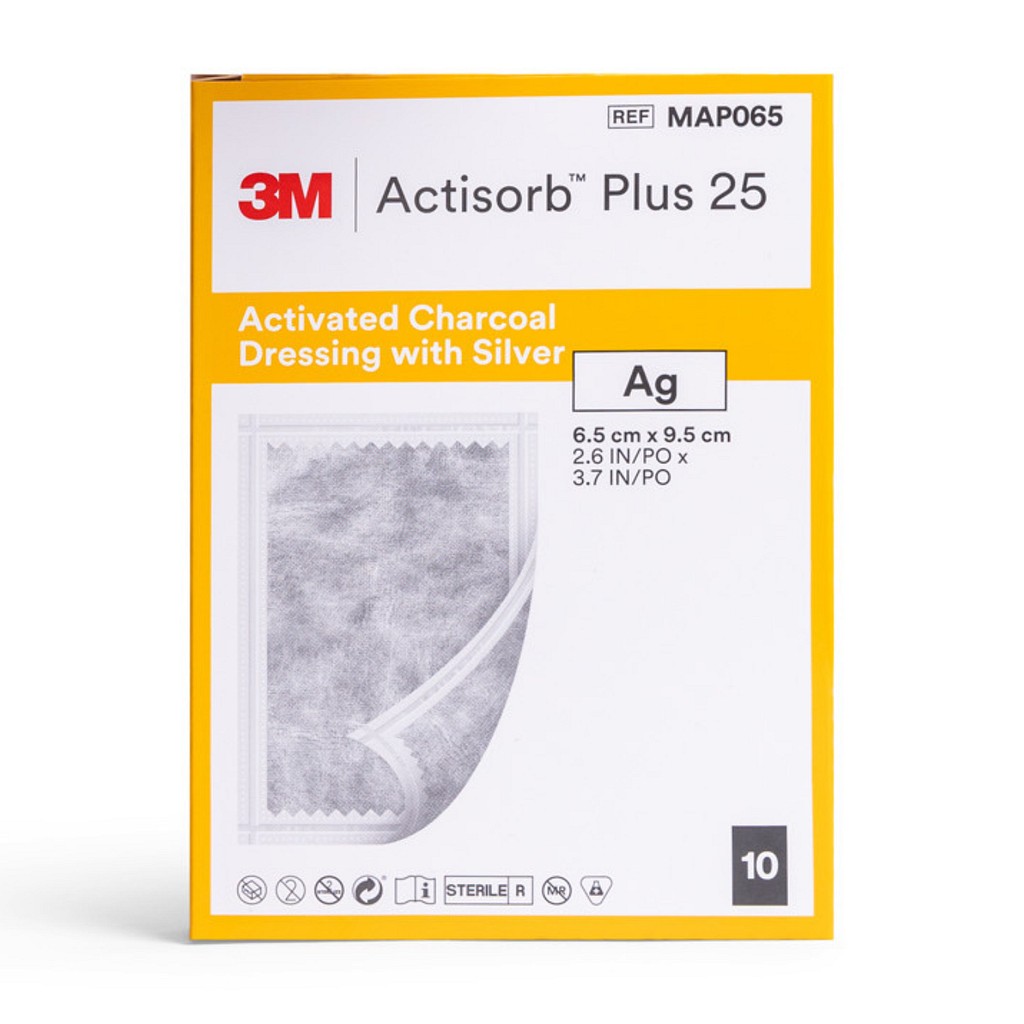 Actisorbplus 25 6,5x9,5cm kol/silver steril