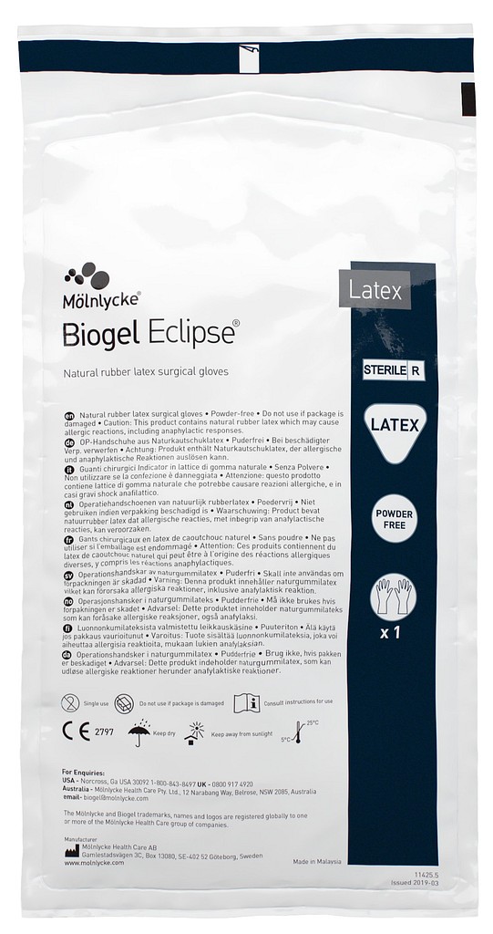 Op-Handskar Latex 6,5 Halmfärgad Byteshandske Biogel Eclipse