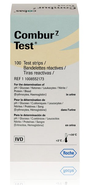 Urinteststicka 100 St/Fp Combur 7 Ph Leuk Nitur Prot Gluko Ket Hb