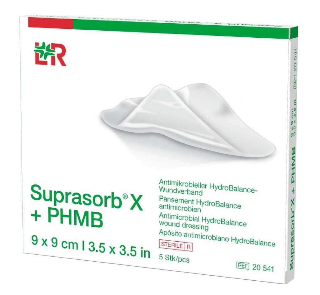 Gelbildande förband Suprasorb X+ PHMB  2x21cm tamponad Steril