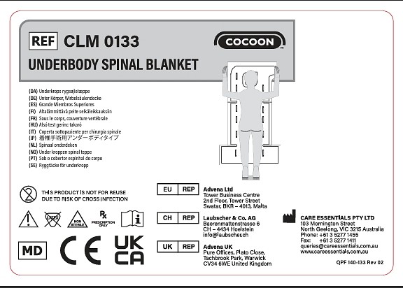 Coccon Värmtäcke Spinal under kroppen Storlek: 87 × 198 cm Slanganslutningar: 1