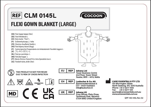 Cocoon Engångs Flexi poncho värmetäcke - Large Slanganslutningar: 3
