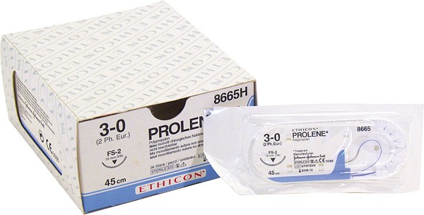 Ethicon Prolene, sutur,ufarvet, 75 cm, SH nål, 26 mm, 3-0