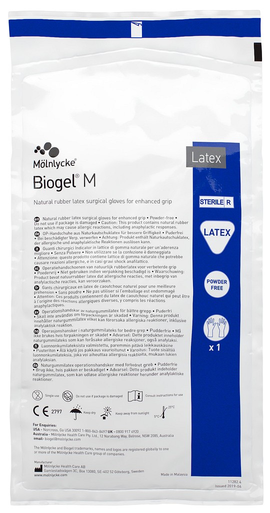 Biogel M, OP handske, latex, pudderfri, steril, str. 6,5