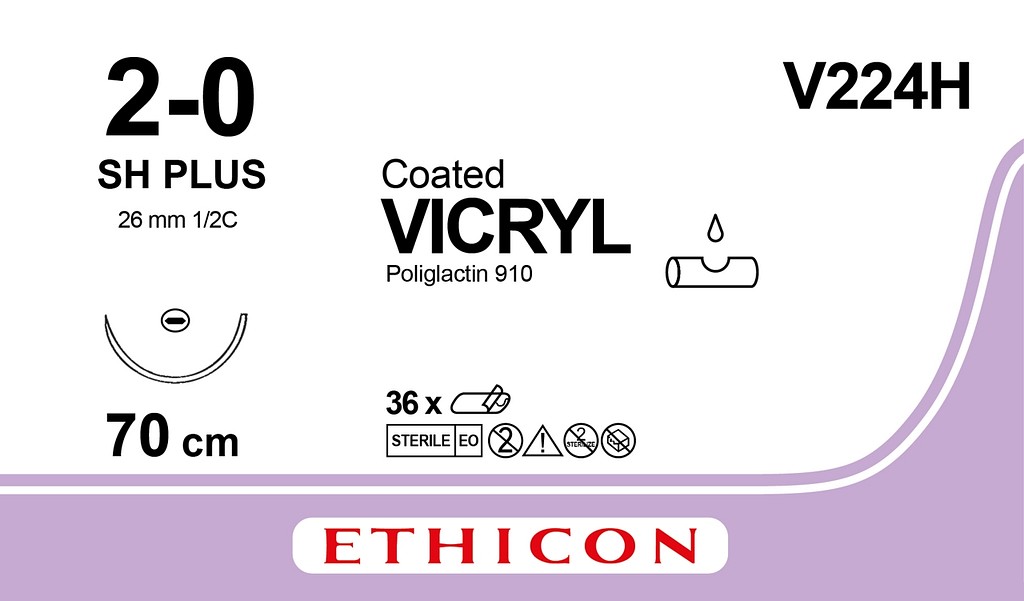 Vicryl 2-0 SH Plus 70 cm värjäämätön V224H