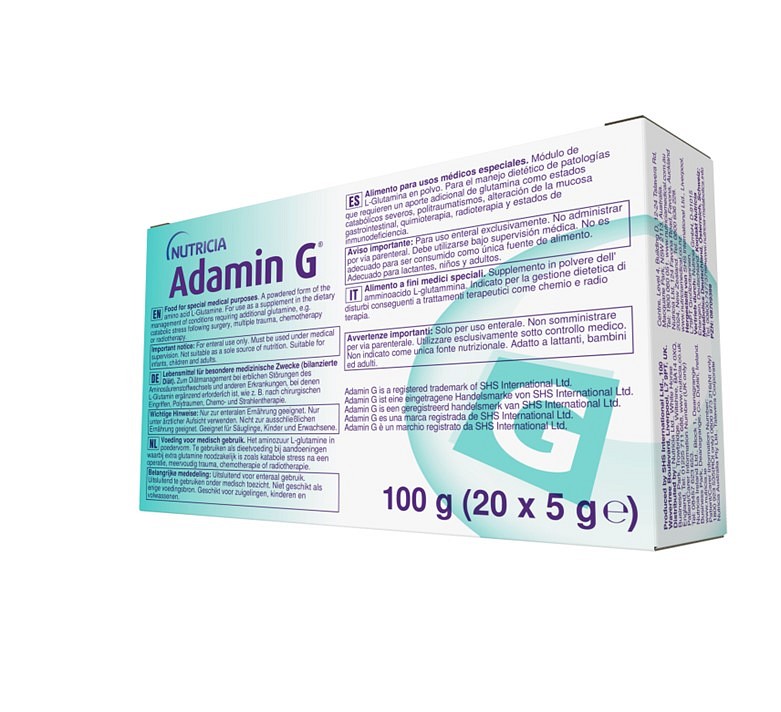 Adamin-G, (L-Glutamin) Frie aminosyre, brev á 5 g, 100 g
