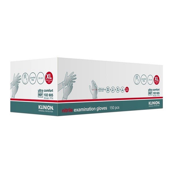 Hanske nitril Klinion Ultra Comfort kort XL hvit